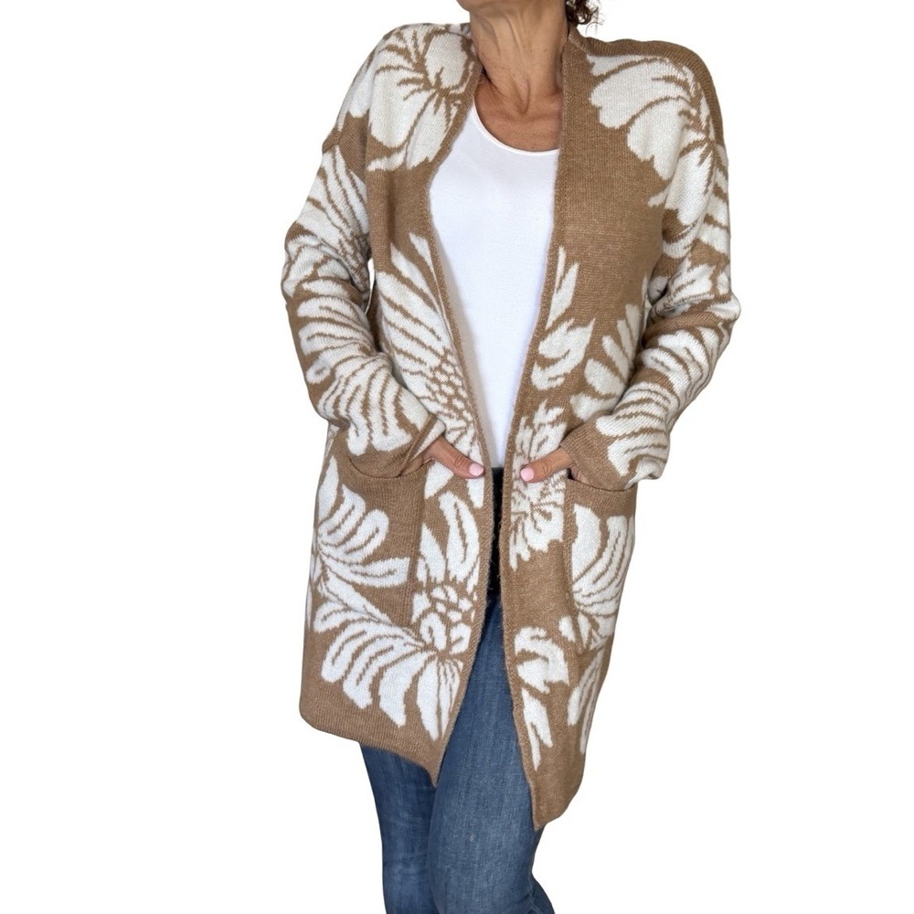 By Anthropologie Floral Cardigan Sweater Small Open Cottagecore Boho Chic Rustic - Picture 13 of 16